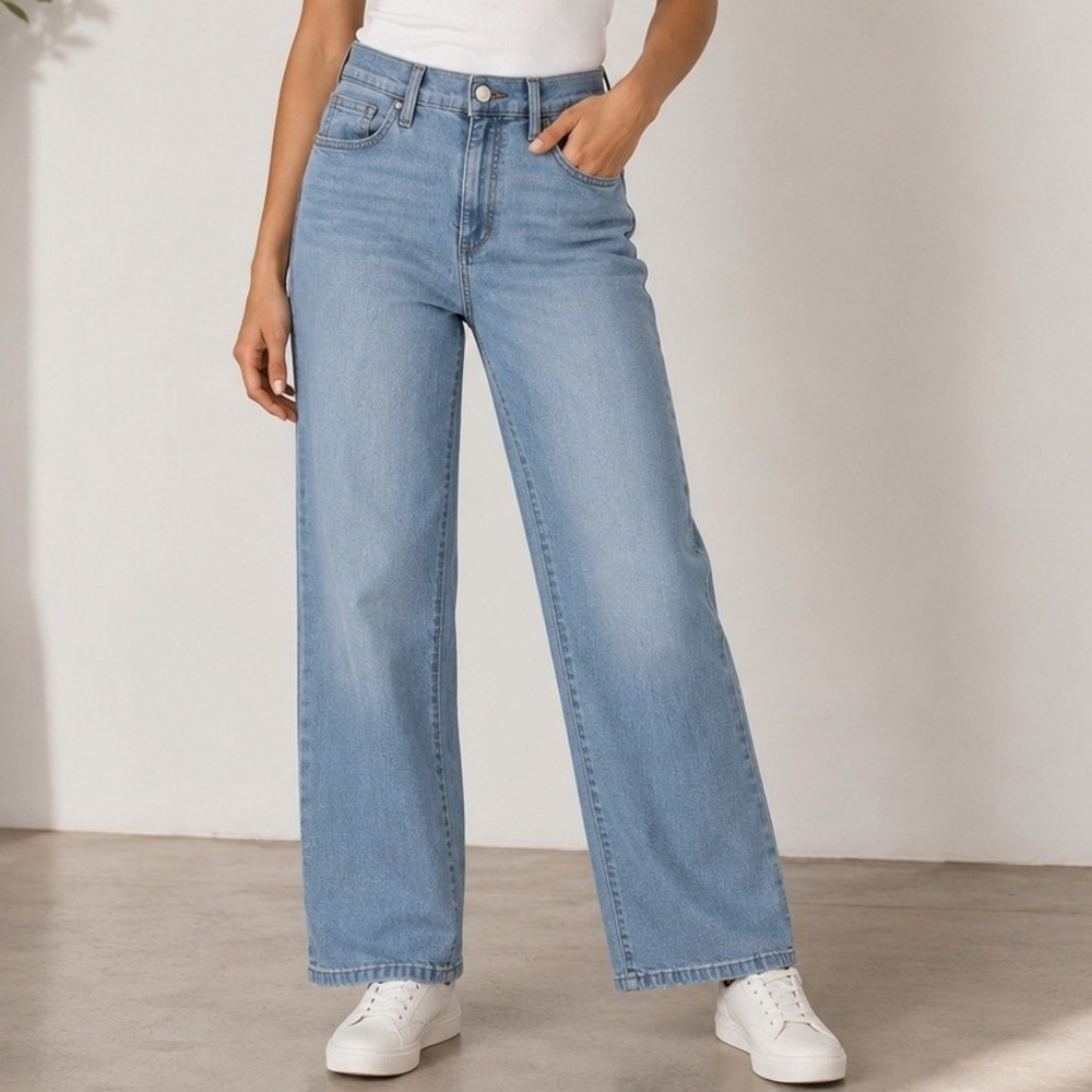 Joe's Jeans Wide Leg Jeans 25 Light Blue High Rise Stretch Boho Casual‎